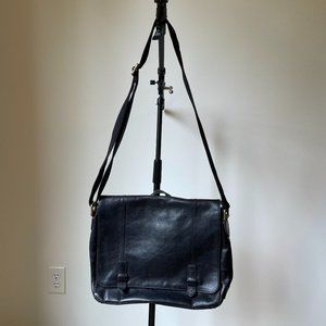 Fossil Black Leather Messenger Bag